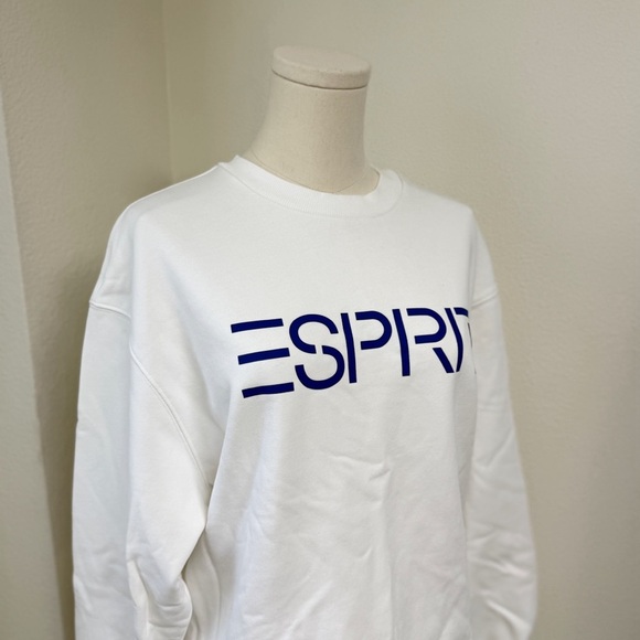NWOT Esprit Authentic White Crewneck Sweatshirt Unisex Size Medium - Picture 2 of 5
